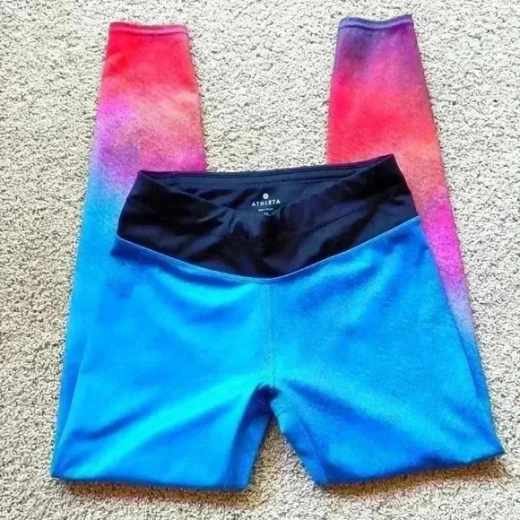 ATHLETA WOMEN'S MULTICOLORED LEGGINGS. SIZE MEDIUM. - Picture 1 of 8